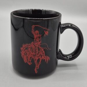 Vintage Marlboro Cowboy Man on Horse Black & Red Ceramic Coffee Tea Cup Mug